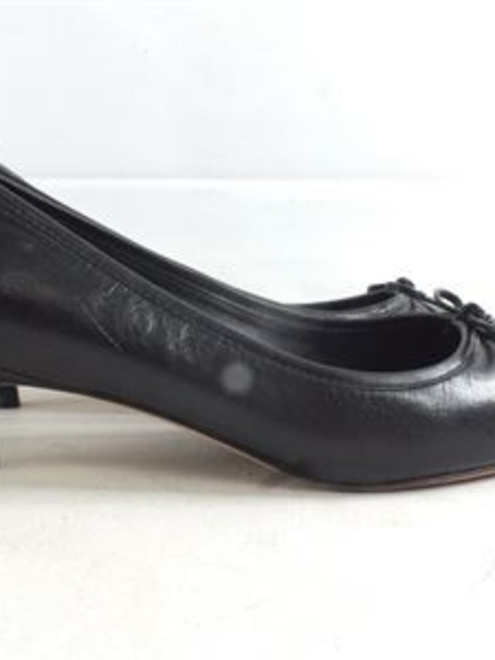 Tory Burch Charm Black Kitten Heel Pumps with Bow - Picture 5 of 8